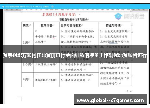 赛事组织方如何在比赛前进行全面细致的准备工作确保比赛顺利进行