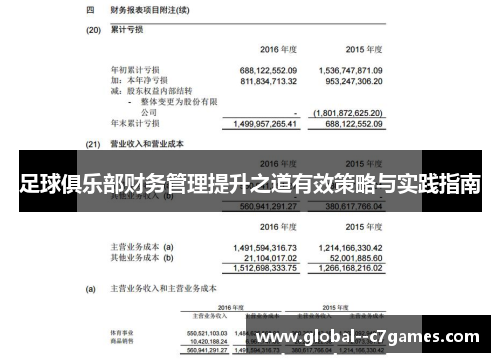 足球俱乐部财务管理提升之道有效策略与实践指南